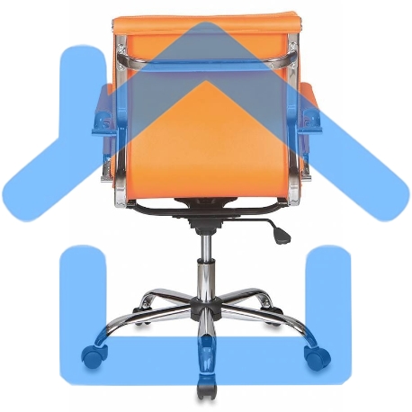 Кресло руководителя Бюрократ CH-993-Low/orange оранжевый, низкая спинка, искусственная кожа, крестовина хромированная-3