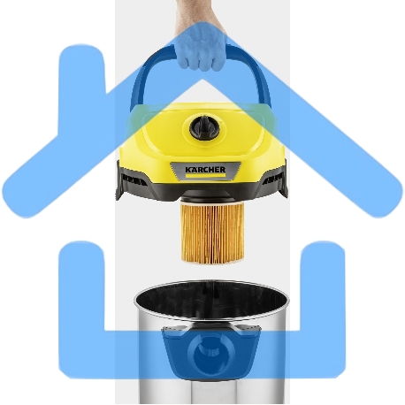 Строительный пылесос Karcher WD 3 S V-17/4/20 желтый, 1000 Вт, уборка сухая/сбор воды, пылесборник мешок/контейнер, 17 л-1