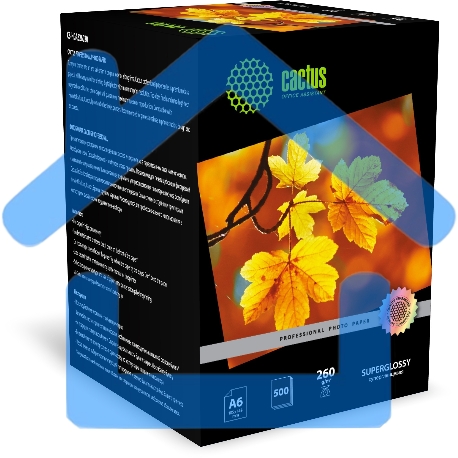 Фотобумага Cactus Prof CS-HGA6260500 A6/260г/м2/500л./белый глянцевое для струйной печати