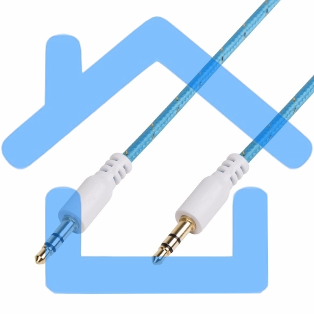 Аудиокабель AUX 3.5 мм в тканевой оплетке 1 м синий Rexant