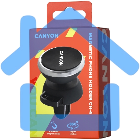 Держатель автомобильный Canyon Car Holder for Smartphones,magnetic suction function,with 2 plates(rectangle/circle), черный,40*35*50mm 0.033kg