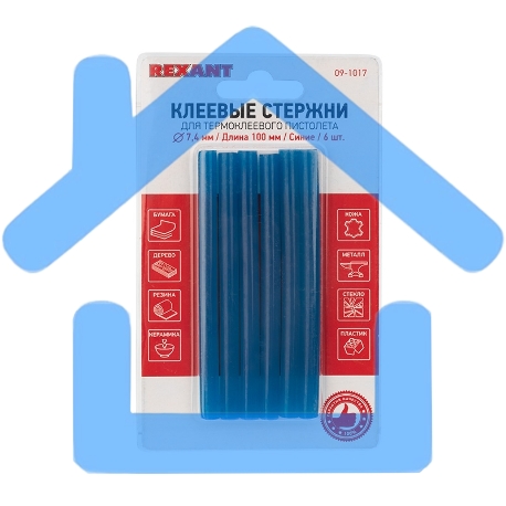 Клеевые стержни Rexant, Ø7 мм, 100 мм, синие, 6 шт., блистер-2