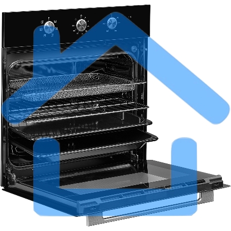 Духовой шкаф MONSHER MOE 6062 Noir, 5 режимов работы, объем духовки 58 л., утапливаемые переключатели, механический таймер, 2 стекла в дверце, энергоэффективность А, цвет: черный,фурнитура серебряная-4