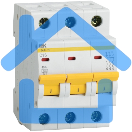 Выключатель автоматический Iek MVA20-3-010-C ВА47-29 3Р 10А 4,5кА х-ка С ИЭК-2