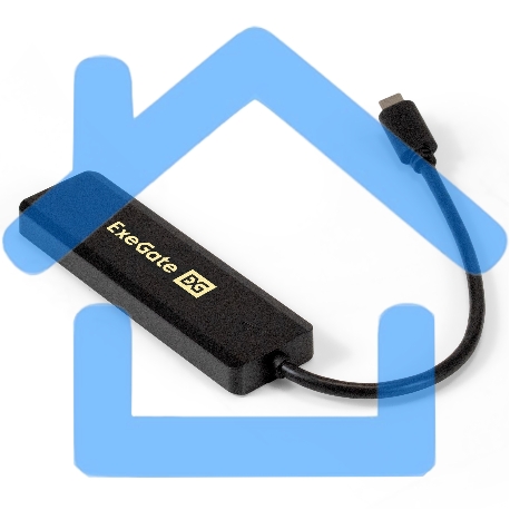 Хаб USB (концентратор) ExeGate DUB-4CP/1 (кабель-адаптер USB Type C --> 4xUSB3.0, Plug&Play, черный)-5