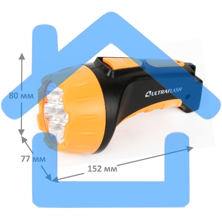 Фонарь LED 3807 (аккум 220В черный/жел. 7 LED; 2 режима SLA пласт. короб) Ultraflash 9216-3