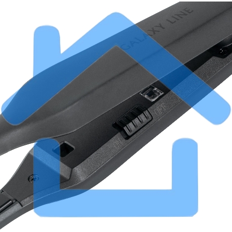 Щипцы для волос Galaxy Line GL 4522, черный, 30 Вт, керамическое покрытие рабочей поверхности, размер пластин 100х9 мм, нагревательный элемент с защитой от перегрева, температура 180°С, индикатор работы, петля для подвешивания, длина шнура 1,7-3