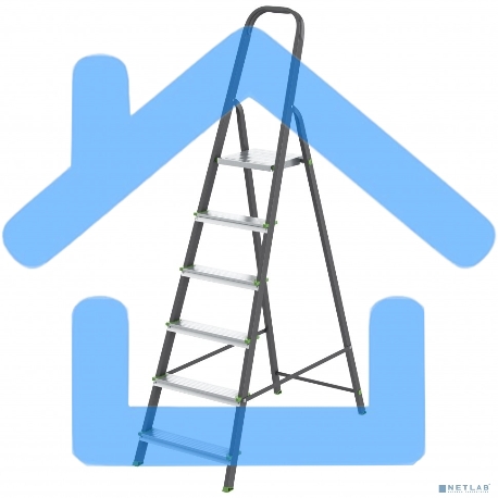 Стремянка, 6 ступеней, стальной профиль, алюминиевые ступени, Россия Сибртех-1