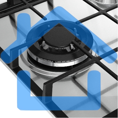 Варочная поверхность MONSHER/ Варочная поверхность MONSHER, газ, High-Tech, 44 см, автоматический электроподжиг, газ-контроль, форсунки под сжиженый газ, SABAF конфорки, чугунные решетки, нержавеющая сталь-2