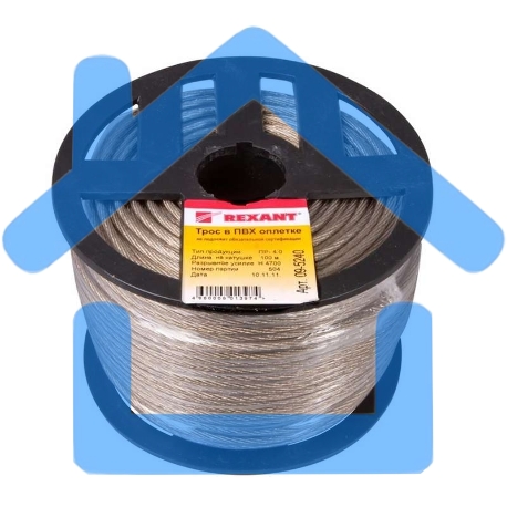 Трос стальной Rexant в ПВХ изоляции d=4.0 мм, катушка 100 метров 09-5240-1