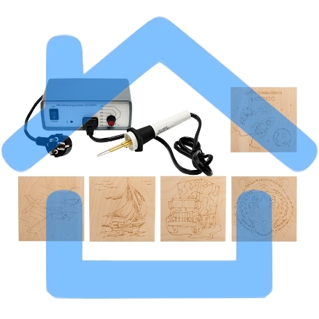 Набор для выжигания Rexant 12-0929-2, Для мальчиков, Выжигатель + 5 досок, 150х150 мм, пакет