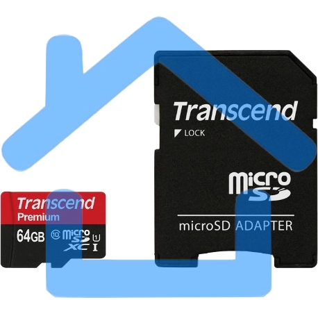 Флеш карта microSDXC 64Gb Class10 Transcend TS64GUSDU1 + adapter-5