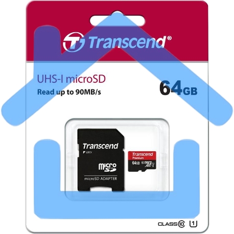 Флеш карта microSDXC 64Gb Class10 Transcend TS64GUSDU1 + adapter-6