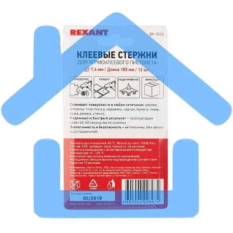Клеевые стержни Rexant, Ø7 мм, 100 мм, прозрачные, 12 шт., блистер-3