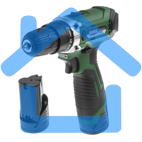 Дрель-шуруповерт Hammer ACD12/2CS, Аккумуляторная, 12В, 2 АКБ, Кейс-2
