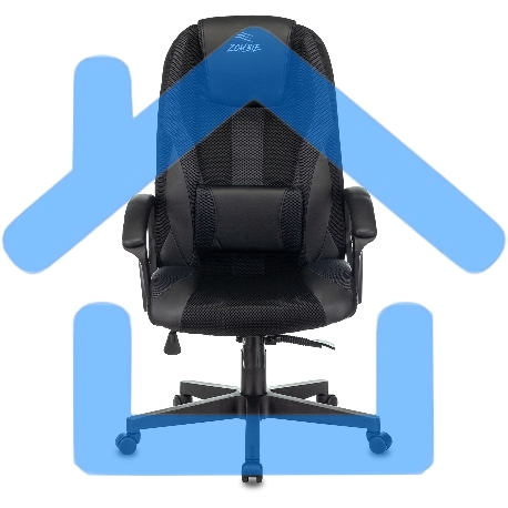 Кресло игровое Бюрократ Zombie 9 черный/серый, искусст.кожа/ткань, крестовина пластик-24