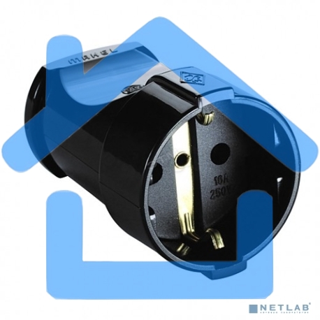 Розетка кабельная c заземлением черная-1