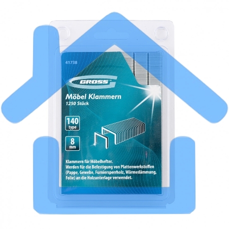 Скобы, 8 мм, для мебельного степлера, усиленные, тип 140, 1250 шт. Gross-1