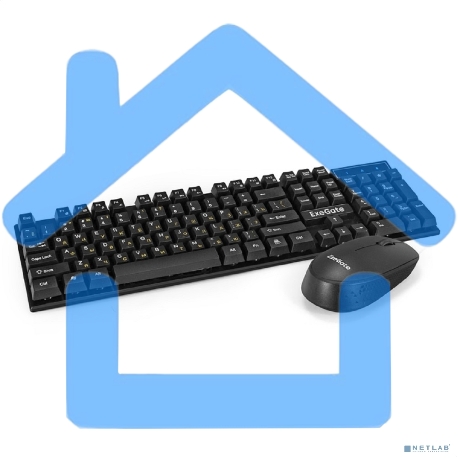 Комплект беспроводной ExeGate Professional Standard Combo MK210 (клавиатура полноразмерная влагозащищенная 104кл. + мышь оптическая 1200dpi, 3 кнопки и колесо прокрутки; USB, радиоканал 2,4 ГГц, радиус действия до 10м, черный, Color Box)-1