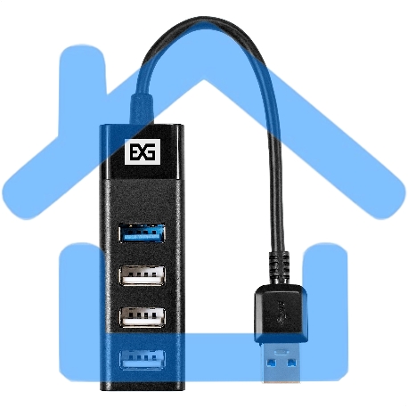 Хаб USB (концентратор) 4-в-1 ExeGate DUB-3213 (кабель-адаптер USB2.0 --> 3xUSB2.0, 1xUSB3.0, Plug&Play, черный)-6