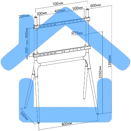 Подставка для телевизора Cactus CS-ST1247BKWN черный/орех 49