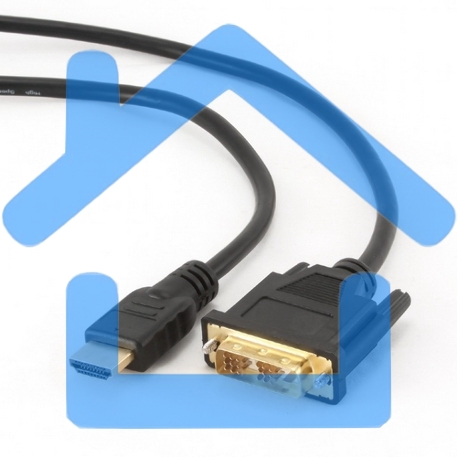 Кабель HDMI-DVI Cablexpert CC-HDMI-DVI-15, 19M/19M, single link, медь, позол.разъемы, экран, 4.5м, черный, пакет