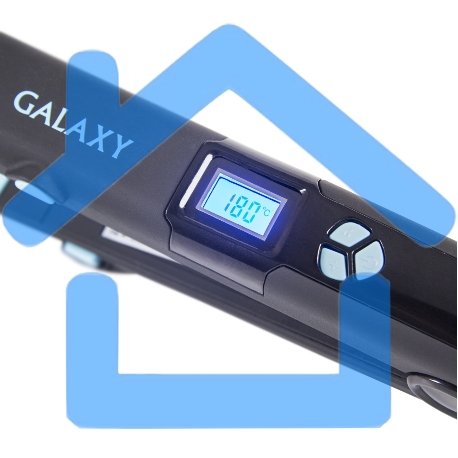 Щипцы для волос Galaxy GL 4505, голубой, 65 Вт, нагревательный элемент с защитой от перегрева, сменные пластины с керамическим покрытием: 89*27,5 мм и 89*57 мм, ЖК-дисплей с индикацией температуры, регулятор температурных режимов, шнур питания, вращающийс-4