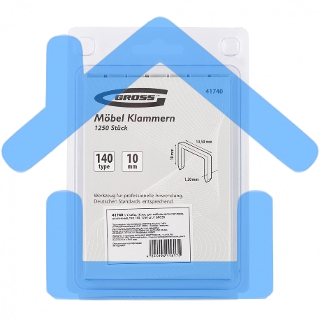 Скобы, 10 мм, для мебельного степлера, усиленные, тип 140, 1250 шт. Gross