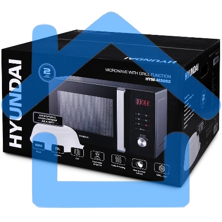 Микроволновая печь Hyundai HYM-M2062 черный, 23 л, 800 Вт, переключатели - поворотный механизм/кнопки-19