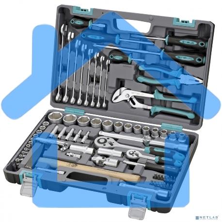 Набор инструментов STELS 141041/2'' 1/4'' CrV пластиковый кейс  76 предм.-1