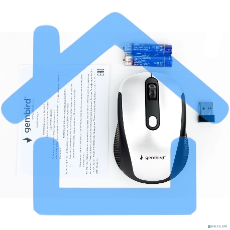 Мышь беспроводная Gembird MUSW-420-4 серебристый, 1600 dpi, радиоканал, USB, кнопки - 4-6