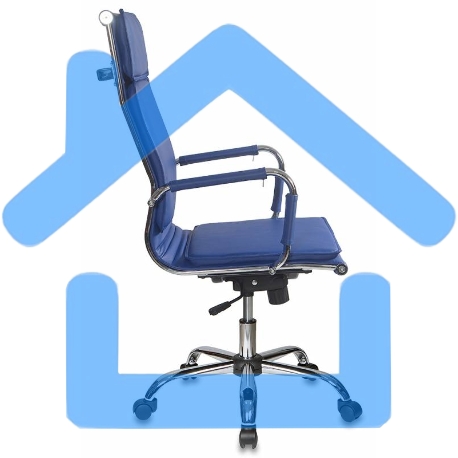 Кресло руководителя Бюрократ CH-993/blue синий, искусственная кожа, крестовина хромированная-4