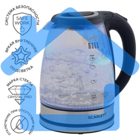 Чайник электрический Scarlett SC-EK27G36 1.8л. 1800Вт черный (корпус: стекло)