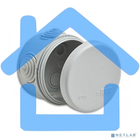 Рувинил 67025 Тусо.Коробка расп. для о/п, D = 80мм, Н = 50мм, 4ввода, IP55 (св.-серая)-2